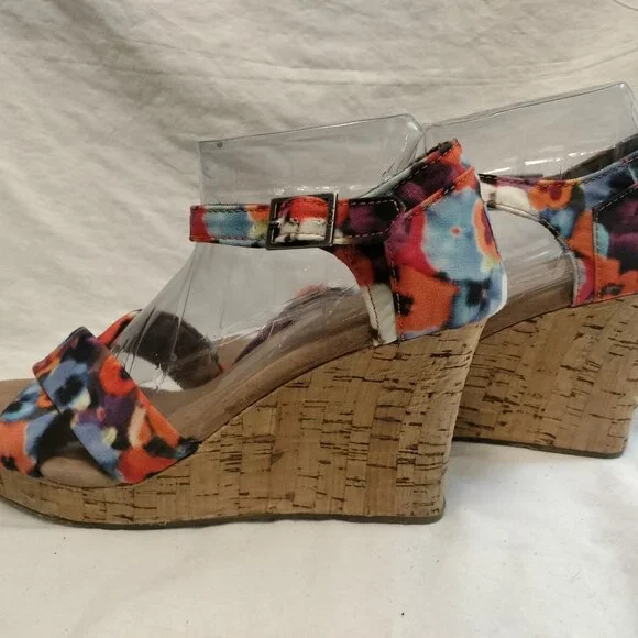 TOMS Wedge Espadrille Sandal Floral Fabric, size 10W - Picture 2 of 8